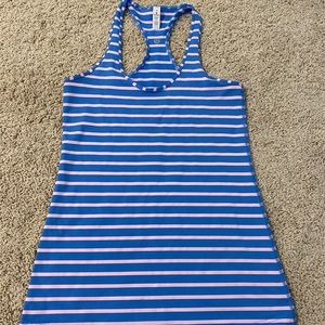 lululemon size 8 blue and pink strip tank top